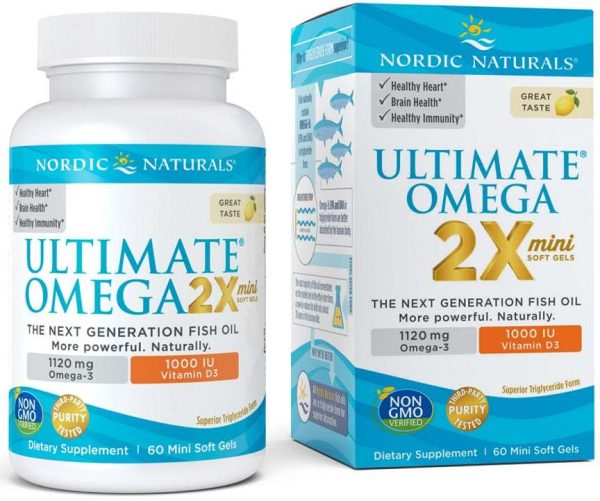 Nordic Naturals Ultimate Omega 2X Mini with Vitamin D3, 1120mg Lemon - 60 mini softgels For Sale