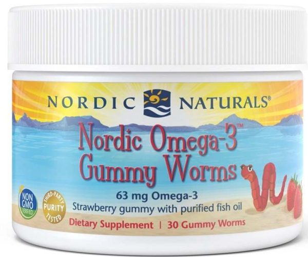 Nordic Naturals Nordic Omega-3 Gummy Worms, 63mg Strawberry - 30 gummy worms Online