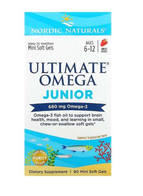 Nordic Naturals Ultimate Omega Fish Oil Junior, 680mg Strawberry - 90 mini softgels Online Sale