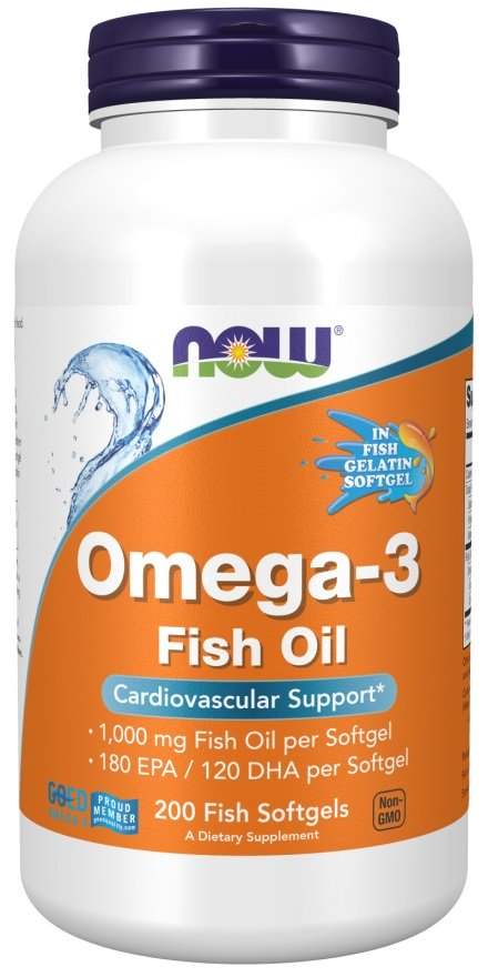 NOW Foods Omega-3 Fish Oil, Molecularly Distilled - 200 fish softgels Discount