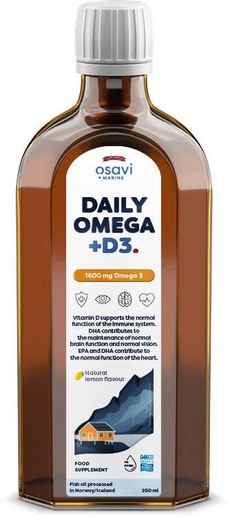 Osavi Daily Omega + D3, 1600mg Omega 3 (Natural Lemon) - 250 ml on Sale