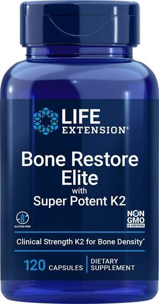 Life Extension Bone Restore Elite with Super Potenet K2 - 120 caps Supply