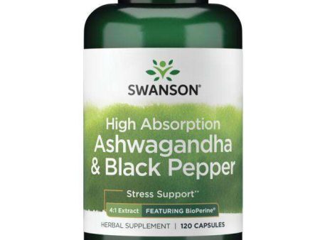 Swanson High Absorption Ashwagandha & Black Pepper - 120 caps For Discount