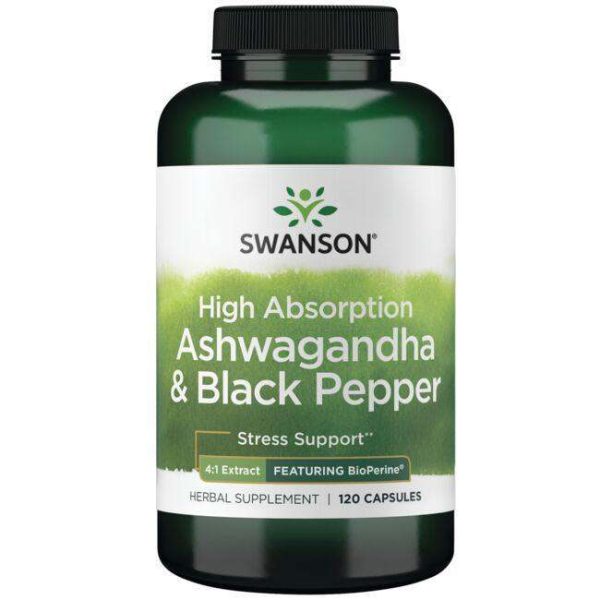 Swanson High Absorption Ashwagandha & Black Pepper - 120 caps For Discount