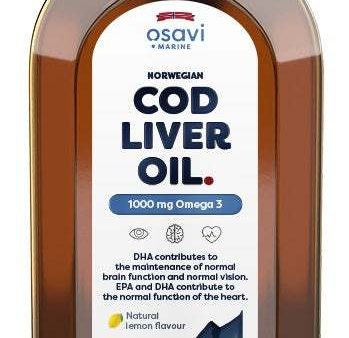 Osavi Norwegian Cod Liver Oil, 1000mg Omega 3 (Lemon) - 500 ml Supply