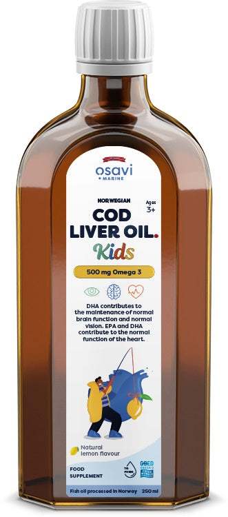 Osavi Norwegian Cod Liver Oil Kids, 500mg Omega 3 (Lemon) - 250 ml Online now