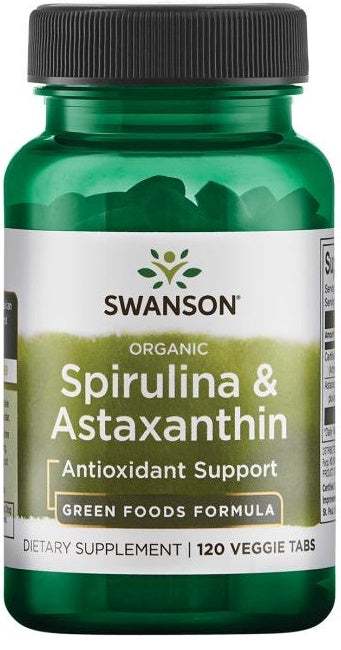 Swanson Spirulina & Astaxanthin, Organic - 120 veggie tablets Supply