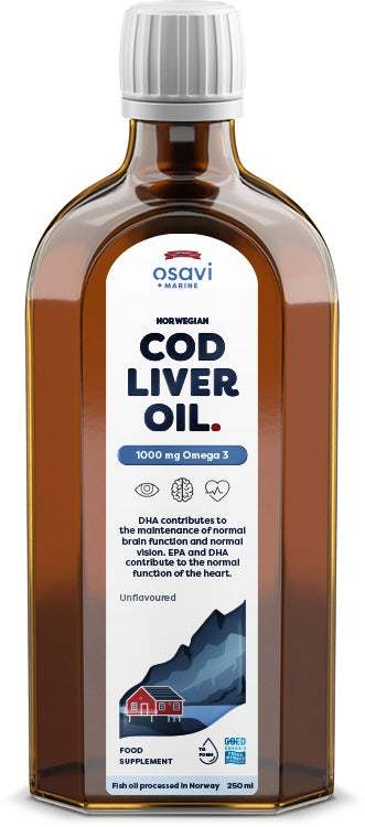 Osavi Norwegian Cod Liver Oil, 1000mg Omega 3 (Unflavoured) - 250 ml on Sale