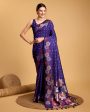 NOZ2TOZ Women Violet Pure Jacquard Weaving Work Saree With Unstitched Blouse For Cheap