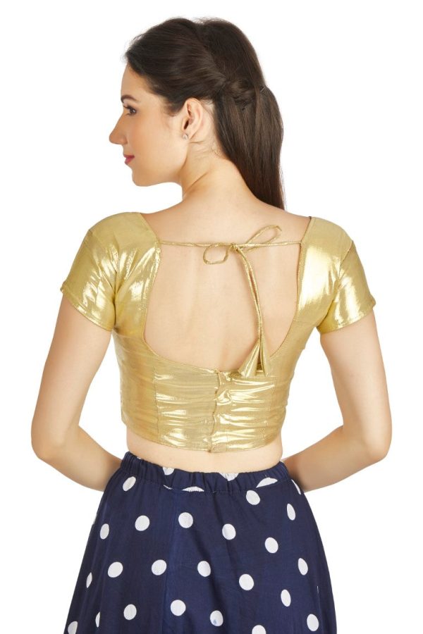 Aastha Fashion Gold Matty Boat Neck Plain Readymade Blouse Online now