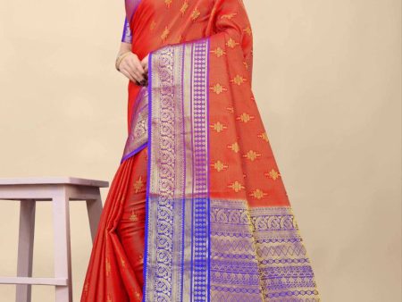 Aastha Fashion Red Silk Weaving Saree Online Sale