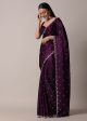 Aastha Fashion Wine Blooming Rangoli Silk Beautiful Sequance Embroidery Work Saree Hot on Sale