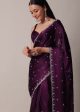 Aastha Fashion Wine Blooming Rangoli Silk Beautiful Sequance Embroidery Work Saree Hot on Sale