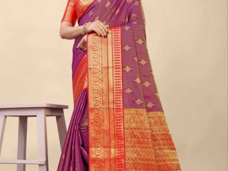 Aastha Fashion Wine Silk Weaving Saree Sale