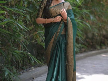 NOZ2TOZ Women Banarasi Silk Woven Saree With Blouse Piece - Bgreen Online