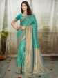 Aanika Women Turquoise Silk Saree With Unstitched Blouse For Sale