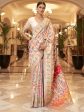 NOZ2TOZ Women s Silk Blend Cream Woven Design Celebrity Saree With Blouse Piece For Discount