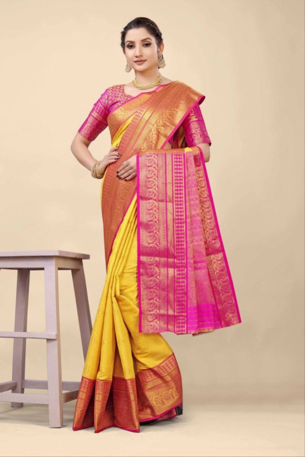 Aastha Fashion Yellow Silk Weaving Saree Online Hot Sale