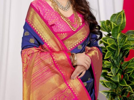 Aastha Fashion Voilet Silk Weaving Saree Hot on Sale