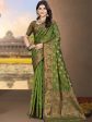 Aanika Women Mehndi Green Silk Saree With Unstitched Blouse Online now