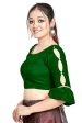 Aastha Fashion Green Art Silk Round Neck Sleeve Button Design Readymade Blouse Online Sale