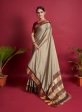 NOZ2TOZ Women Tan Lichi Soft Silk Weaving Work Saree With Unstitched Blouse Online now