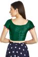 Aastha Fashion Bottle Green Art Sleek Boat Neck Potli Design In Neck Or Sleeve Readymade Blouse Cheap