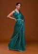 Aastha Fashion Teal Heavy Chinon Silk Bandhani Print Sarees With Zari Embroidery Work Lace With Amazing Beautiful Belt Saree Fashion