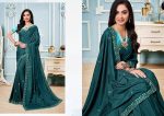 Aastha Fashion Teal Vichitra Silk Embroidery Threads Work Saree Saree Sale