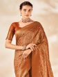 NOZ2TOZ Women s Cotton Silk Camel Brown Woven Design Designer Saree With Blouse Piece Cheap