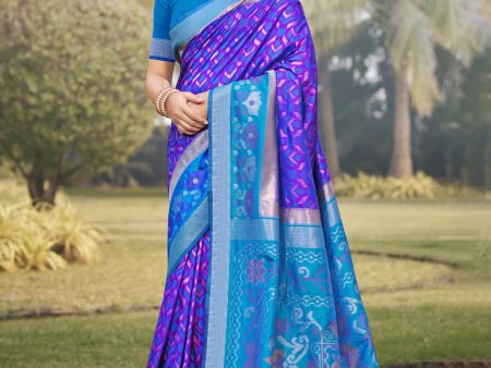 Aanika Women Violet Silk Saree With Unstitched Blouse Online Sale