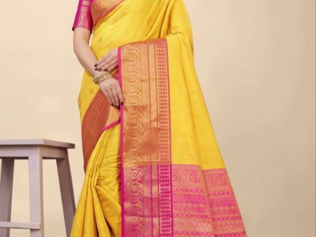 Aastha Fashion Yellow Silk Weaving Saree Online Hot Sale