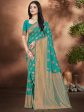 Aanika Women Turquoise Silk Saree With Unstitched Blouse For Discount