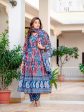 Aastha Fashion Blue Maroon Cotton Embroidery & Printed Anarkali Suit Cheap