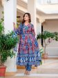 Aastha Fashion Blue Maroon Cotton Embroidery & Printed Anarkali Suit Cheap