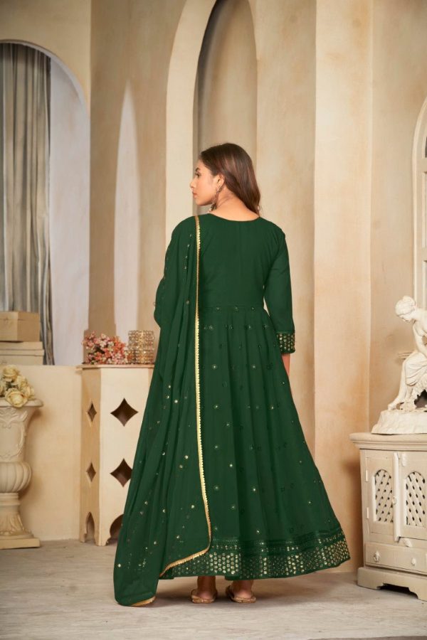 Aastha Fashion Green Georgette Embroidery Anarkali Suit For Cheap