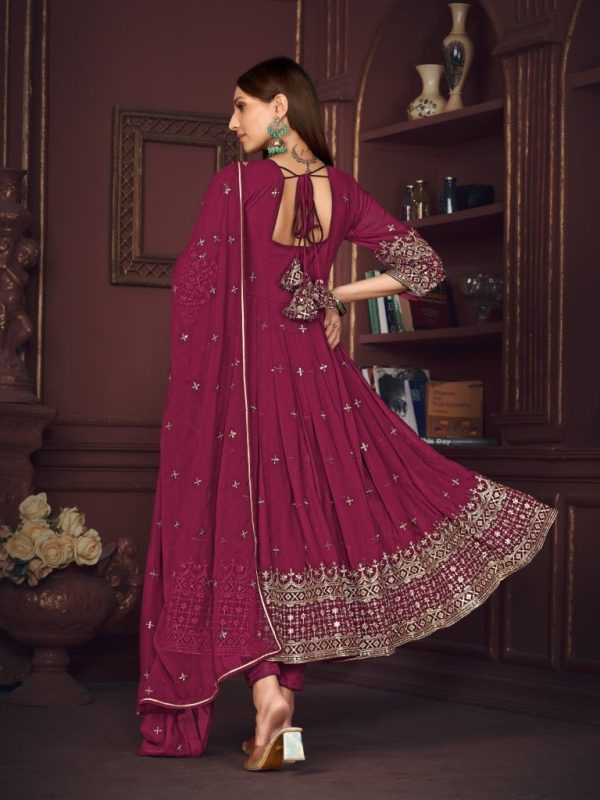 Aastha Fashion Dark Pink Georgette Embroidery Anarkali Suit Sale