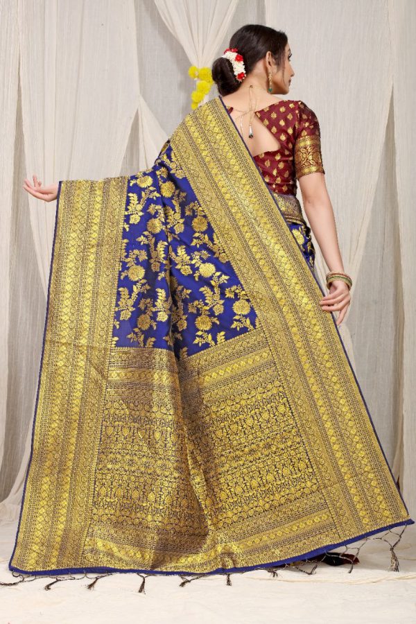 Aastha Fashion Blue Silk Weaving Saree Online Hot Sale