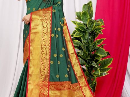 Aastha Fashion Green Silk Weaving Saree For Sale