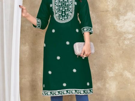 Aastha Fashion Green 14Kg Rayon Embroidery With Sequence & Jari Kurta Online Sale