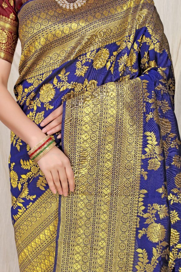 Aastha Fashion Blue Silk Weaving Saree Online Hot Sale