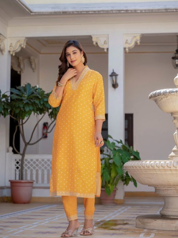 Aastha Fashion Yellow Chinon Embroidery & Printed Anarkali Suit Discount