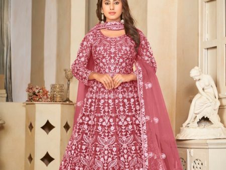 Aastha Fashion Gajri Net Embroidery Anarkali Suit Discount