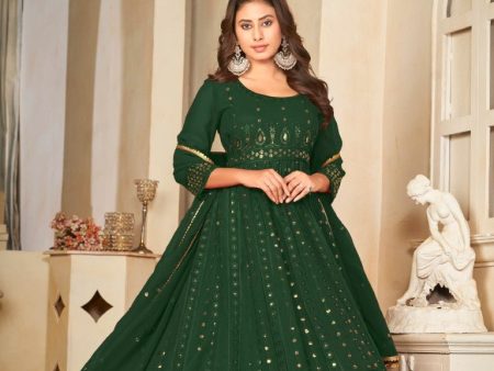 Aastha Fashion Green Georgette Embroidery Anarkali Suit For Cheap