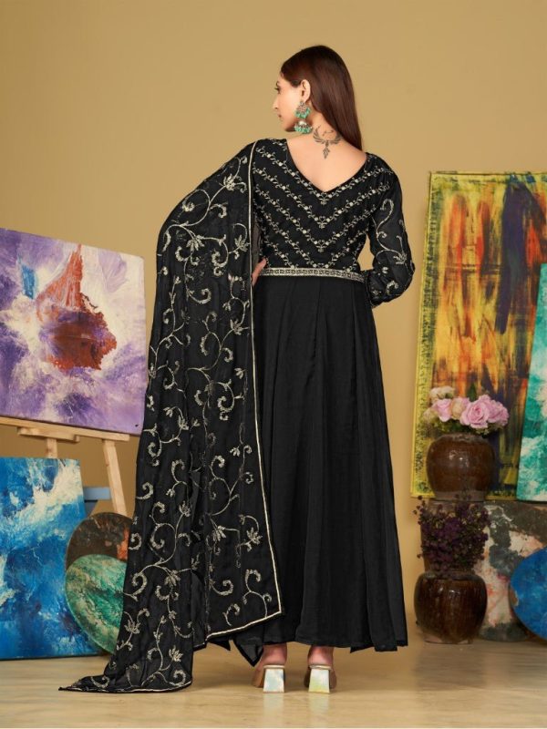 Aastha Fashion Black Georgette Embroidery Anarkali Suit Discount