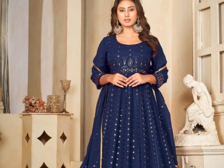 Aastha Fashion Blue Georgette Embroidery Anarkali Suit Online now