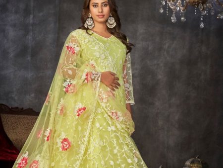 Aastha Fashion Yellow Net Embroidery Anarkali Suit For Cheap