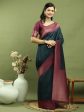 Aastha Fashion Teal Silk Blend Weaving Saree For Discount