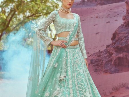 Aastha Fashion Seagreen Organza Embroidery Lehenga Choli Cheap