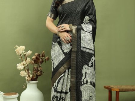 Aastha Fashion Black Silk Blend Weaving Saree Fashion